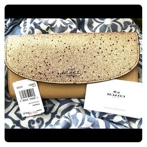 COACH F38692 envelope wallet glitter GOLD/SILVER